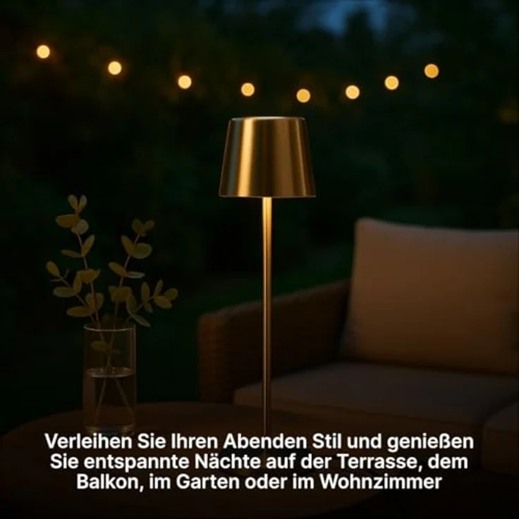 Brilliant Xaana LED-Tischlampe - gebürstetes Messing, Höhenverstellbares Produkt, touch dimmer stufenlos, IP44 spritzwassergeschützt, 37 cm hoch, USB aufladbar, für den Innen- und Außenbereich – Bild 5