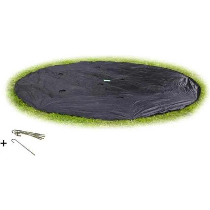 Exit Toys Abdeckplane für ebenerdiges Trampolin Ø 244 cm, schwarze Schutzhülle mit Abwasserlöchern und Befestigungsheringen