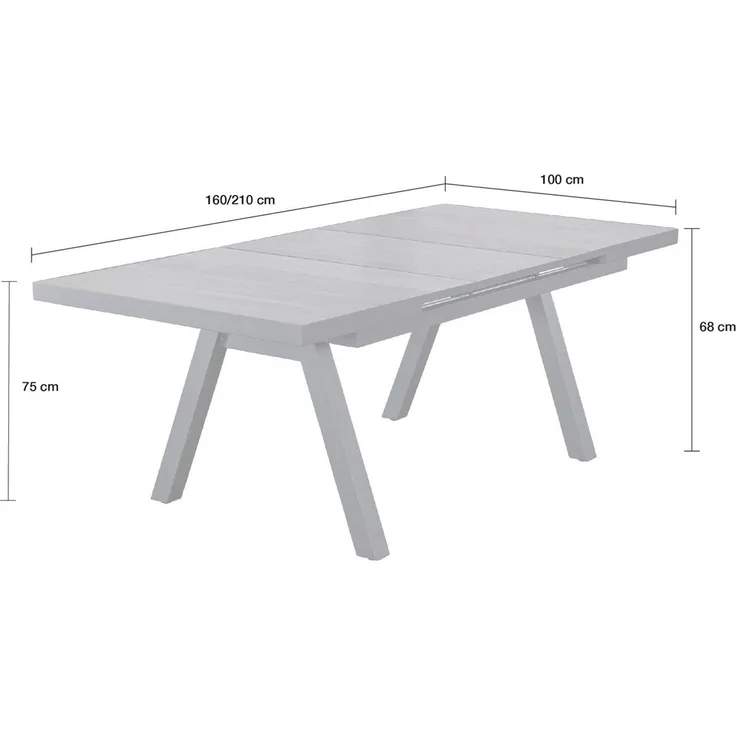 LC Garden Gartentisch Gartentisch 160/210x100cm Aluminium Stativ-Gestell Ausziehtisch