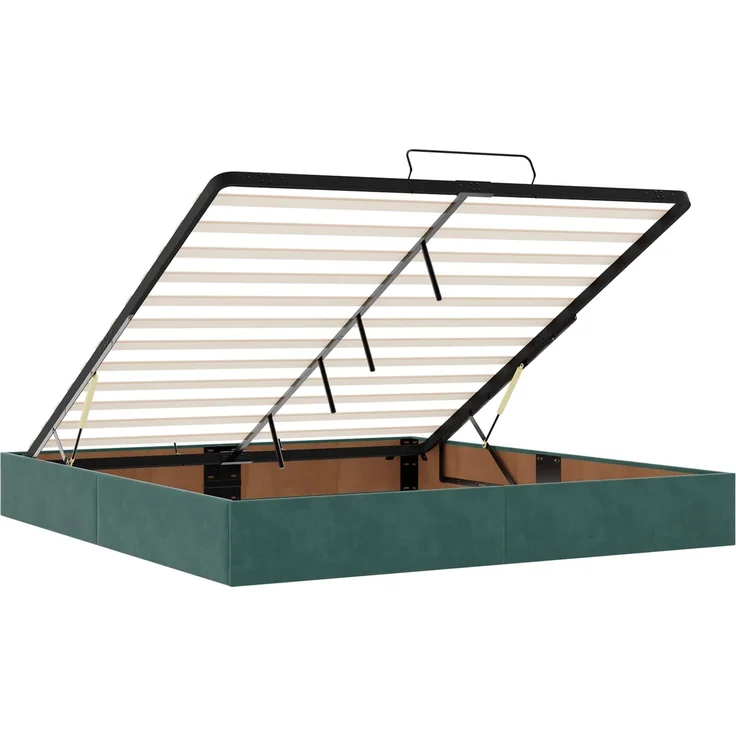 vidaXL Ottoman-Bett mit Matratze und LED Dunkelgrün 200 x 200 cm Samt 3458256 – Bild 6