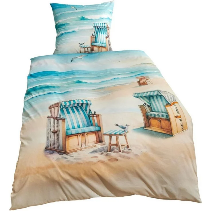 TRAUMSCHLAF Bettwäsche Strandkörbe, Renforce, 2 teilig – Bild 4
