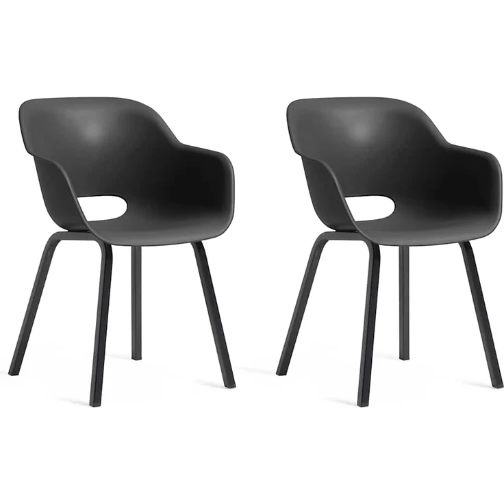 Keter Gartenstuhl mit Metallbeinen Noa 2 Stk. Graphitgrau 447617 – Bild 1