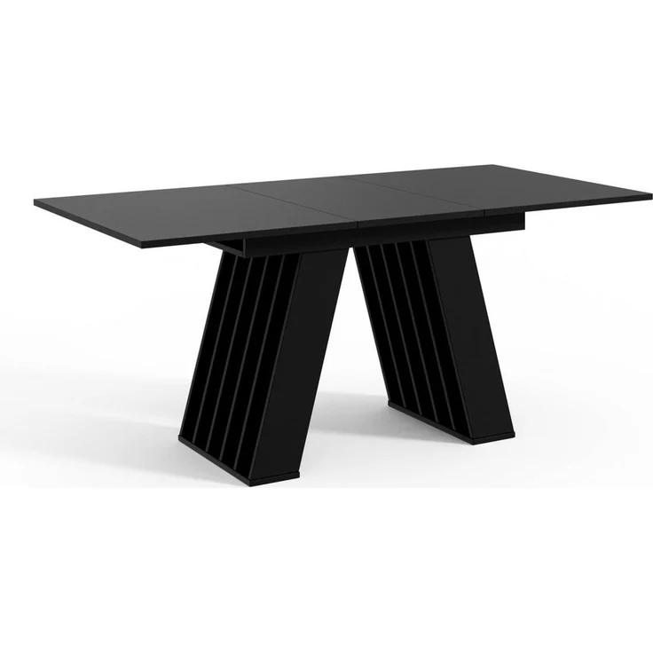 Home Collective Esstisch ausziehbar Tisch Küchentisch Esszimmertisch Ausziehtisch (Esszimmer Küche Wohnzimmer Esstisch erweiterbar), modernes Design mit A-Linien-Gestell, 120-160 x 80 cm Schwarz – Bild 2