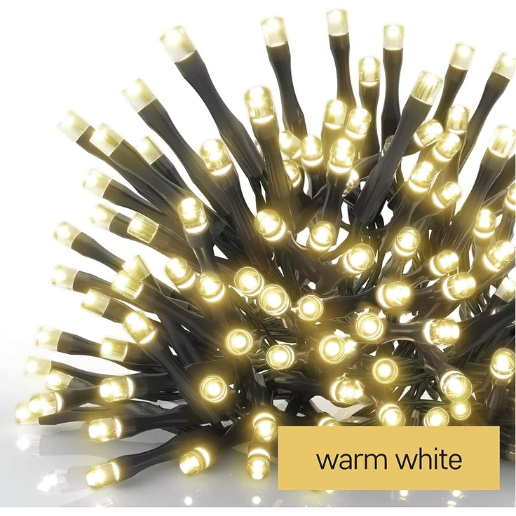 EMOS Warmweiße LED-Lichterkette 5, 6 Meter, Schwarzer Draht mit 80 LEDs, 6/18 h Timer-Funktion, Batteriebetrieben (3x AA), Leuchtdauer 10.000, IP44 für Innen und Außen, D4FW02 – Bild 4