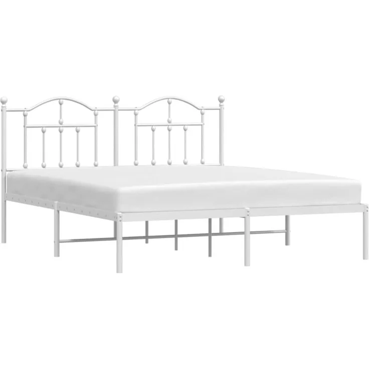 vidaXL Bettgestell mit Kopfteil, Metall weiß, 183x213 cm