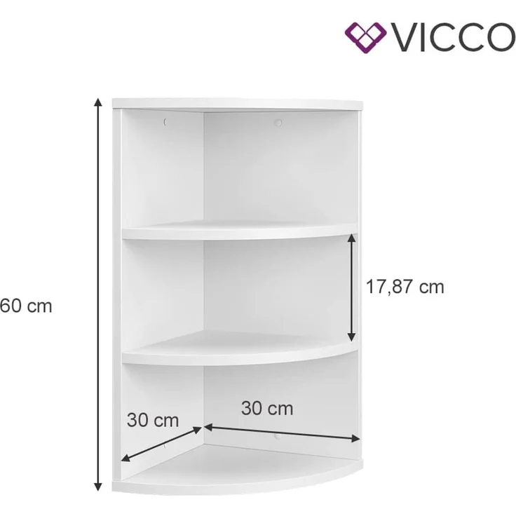 Wandregal Ecki Weiß 30 x 60 cm Vicco – Bild 7