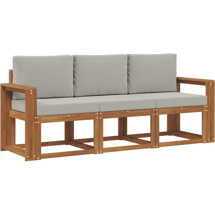 vidaXL Outdoor-Sofagarnitur 3 stk. 3-Sitzer Natur und Hellgrau 3365944 – Bild 2
