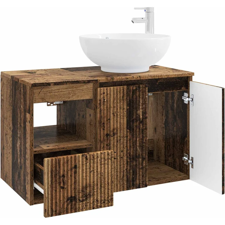 vidaXL Badezimmerschrank-Set 2 stk. Altholz 79,5 x 44,5 x 80 cm 3404092 – Bild 4