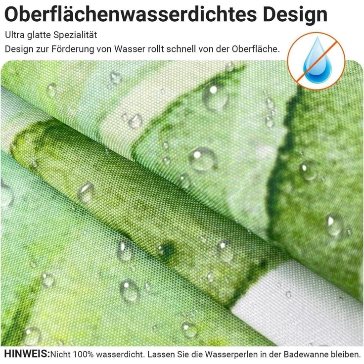 Duschvorhang 240x200cm Grün Blätter, Wasserdicht, Antischimmel Polyester – Bild 2