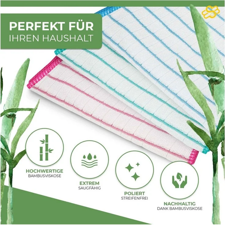 Muxel Geschirrtuch MUXEL Bambus Tücher - 5x Bambus Geschirrtücher - Extra saugfähiges, (Spar-Set, 5-tlg), kochfest – Bild 3