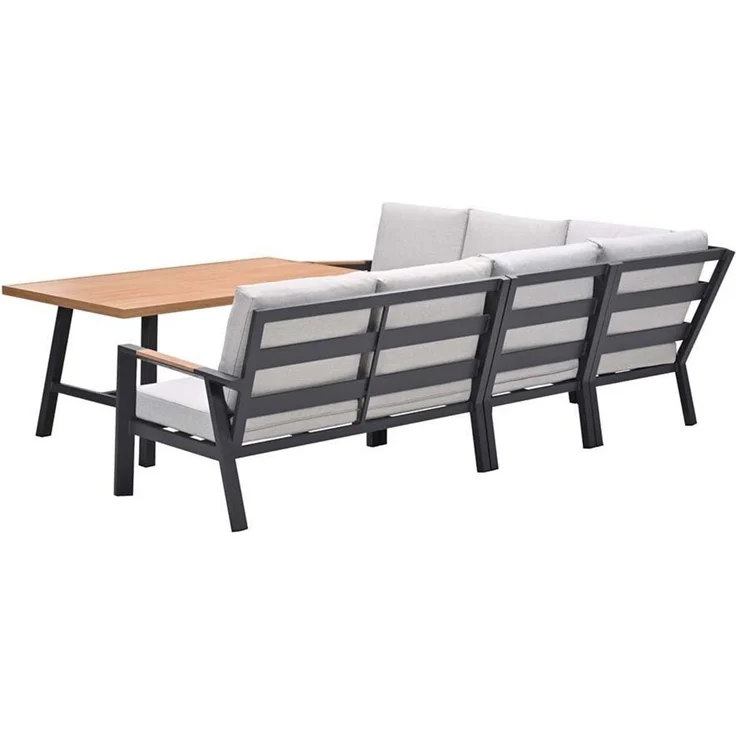 Garden Impressions Elati Lounge Dining Cornerset 5-tlg. – Gartenlounge mit Aluminium & Teak-Look – Bild 8