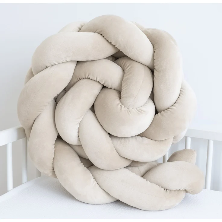 Loolay Nestchenschlange SAMT BEIGE Geflochtenes Kissen Zierkissen Dekokissen Bettumrandung, (Zugluftstopper Zugluft Schlange Wickeltischumrandung Babybett Kinderzimmer Schutz, VELOURS SAMT Bettschlange 100 150 200 300 400 cm und Länge auf Anfrage), Zug... – Bild 3