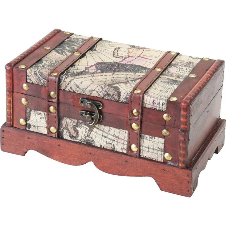 HMF Schatzkiste Handgefertigte Schatztruhe aus Holz (1 St), dekorative Aufbewahrungsbox, 23 x 13 x 11 cm, Amerika – Bild 1