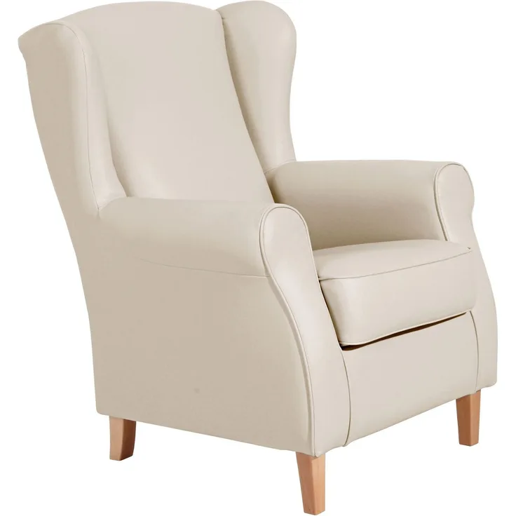 Ohrensessel Karlen Bezug Kunstleder Buche natur / beige 22081