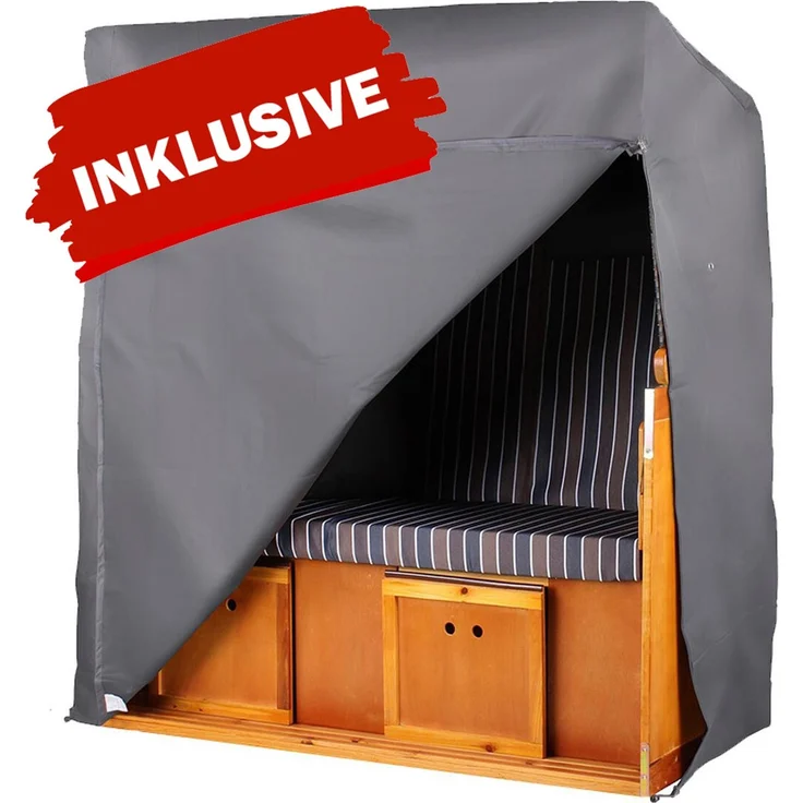 Strandkorb Komplettset - bene living - Ammersee Teak - PE grau - Modell 504 - inkl. Liftersystem – Bild 10