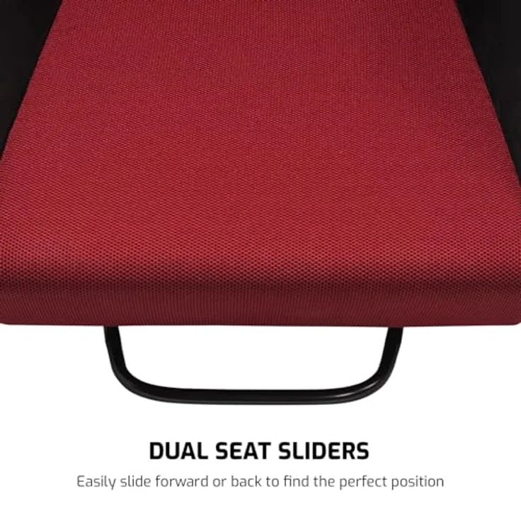 Next Level Racing PRS2 Elite Reclining Seat, Sim Racing Sitz mit verstellbarer Lendenwirbelstütze, Schwarz/Rot, bis zu 150 kg, atmungsaktives Mesh – Bild 5