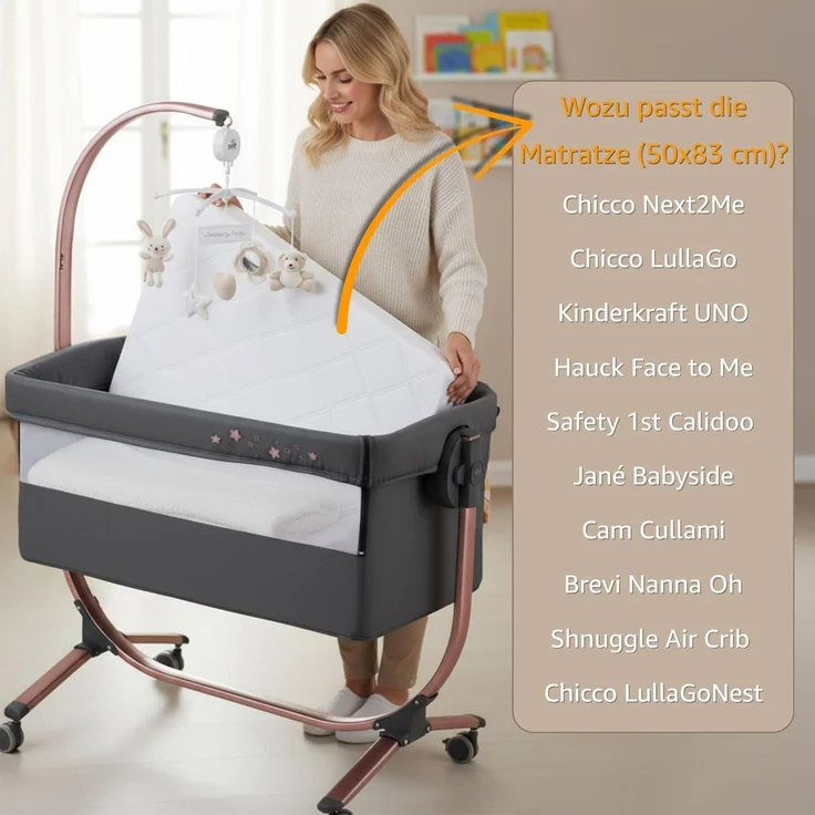 Totsy Baby Kinderwagen Matratze 83x50 cm - Stubenwagen Matratze rechteckig Beistellbett Babymatratze – Bild 5