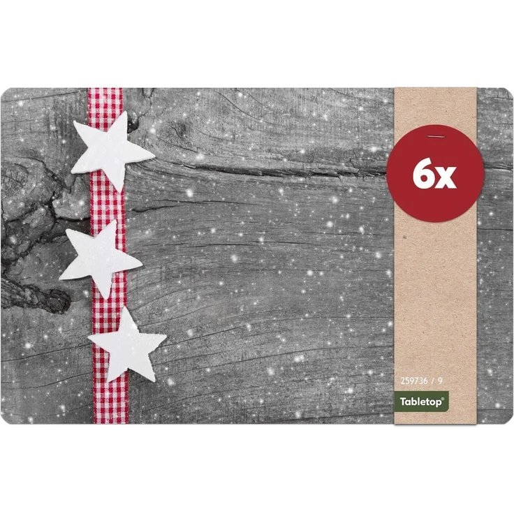 matches21 HOME & HOBBY Platzset Abwaschbare Tischsets 6er Set Weihnachten Sterne & Holz-Optik, (6-St), Platzsets als Tisch-Untersetzer und Tisch-Deko für Esstisch Teller – Bild 5