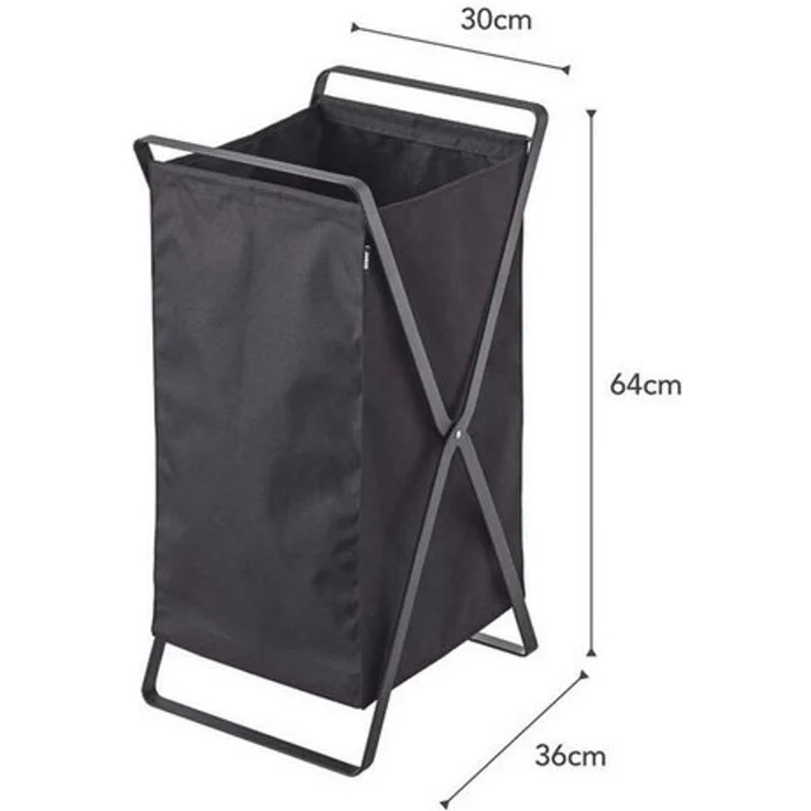 Yamazaki Faltbarer Wäschekorb schwarz Tower - L30 cm - Schwarz – Bild 4