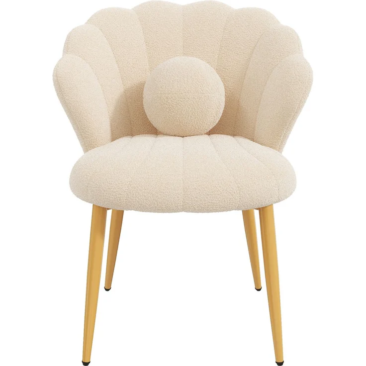 Esszimmerstühle im 4er-Set, je 60 x 62,5 x 83 cm, Bouclé-Bezug in Beige mit Zierkissen – Bild 5