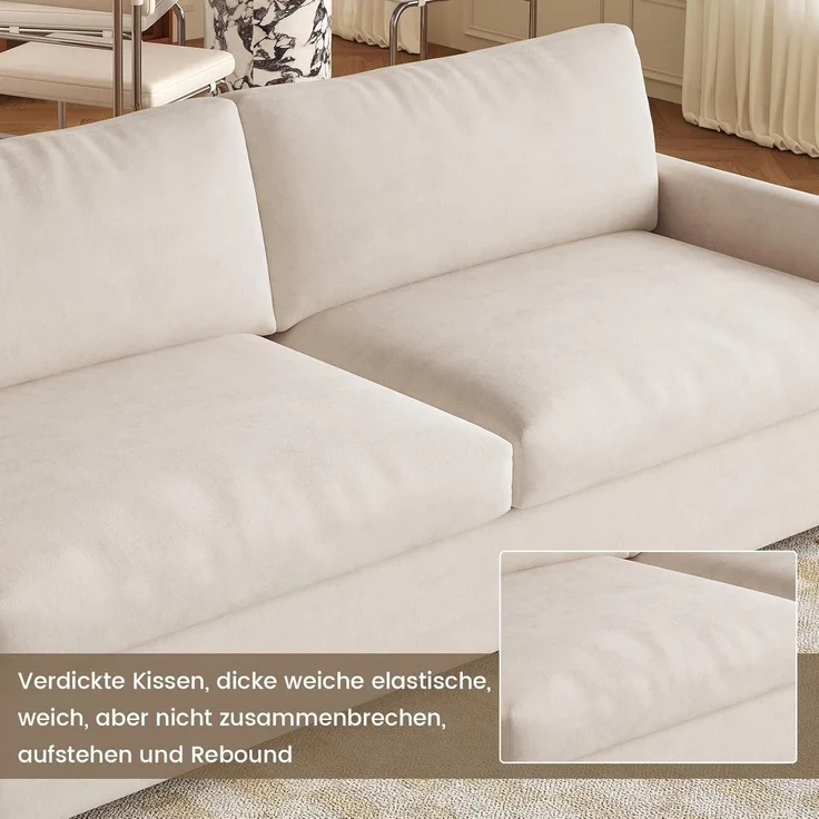 Sofa 3-Sitzer 190 cm Stoffbezug beige mit Armlehnen – Bild 5