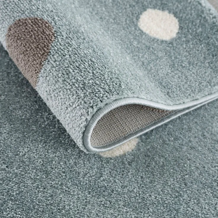 Jimri Kinderteppich DOTS l Pünktchen Gepunktet l Öko-Tex Siegel | Farbe: Beige Blau Rosa | Kinderzimmer/Jugendzimmer (Mint, 80x150 cm) – Bild 2