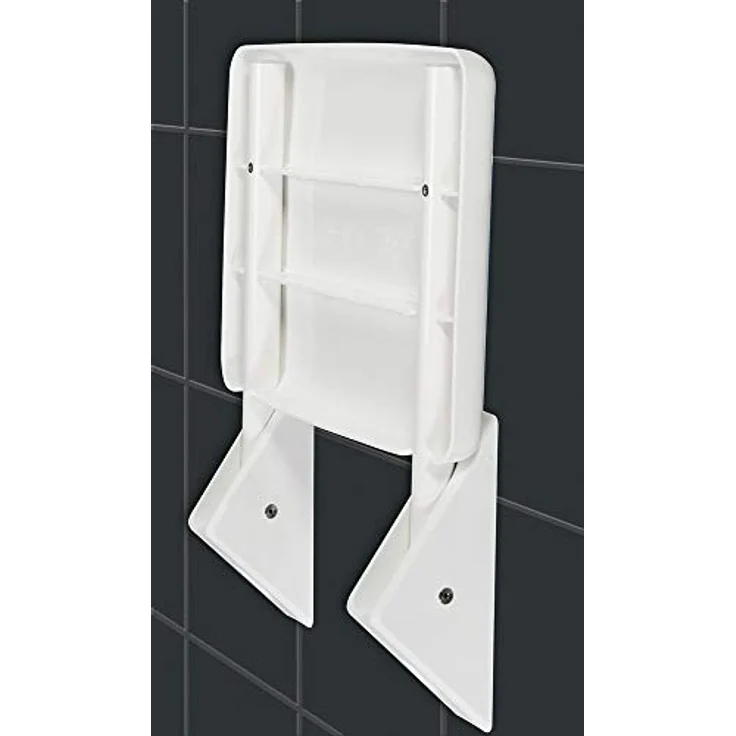 WENKO Duschklappsitz Secura, 120 kg Tragkraft, hochklappbar, Kunststoff Polypropylen, 32 x 19 x 36 cm, Weiß – Bild 4