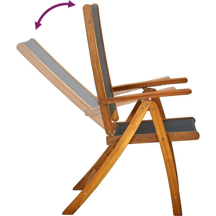 vidaXL Gartenstühle 8 Stk. Klappbar Massivholz Akazie und Textilene 3120456 – Bild 5
