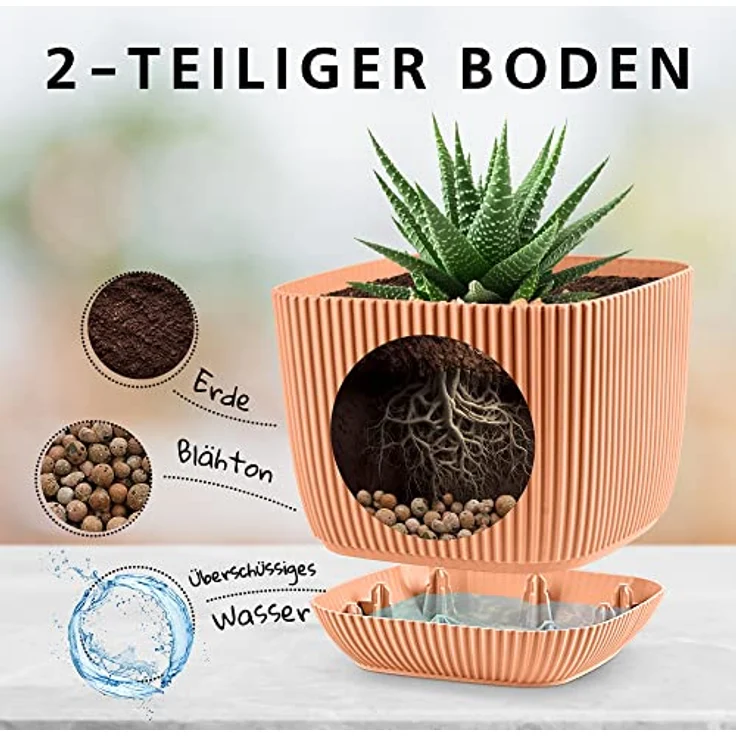 Konzept 11 Blumentopf 2in1 Blumentopf mit Untersetzer Übertopf Kunststoff – Bild 6