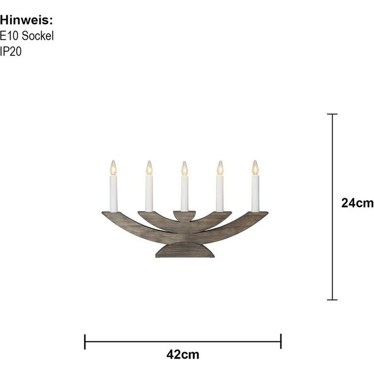 Fensterleuchter ''Navida'', 5-flammig, Holz,Farbe: braun, 42x24cm, 3W, 230V – Bild 2