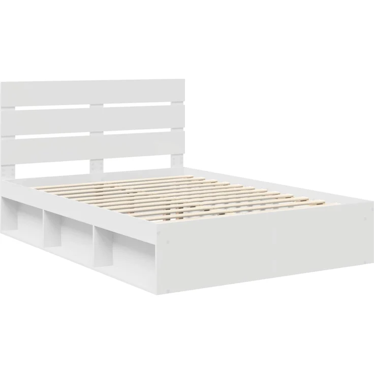 vidaXL Bettrahmen mit Kopfteil Weiß 140 x 190 cm Massives Kiefernholz 3411744 – Bild 3