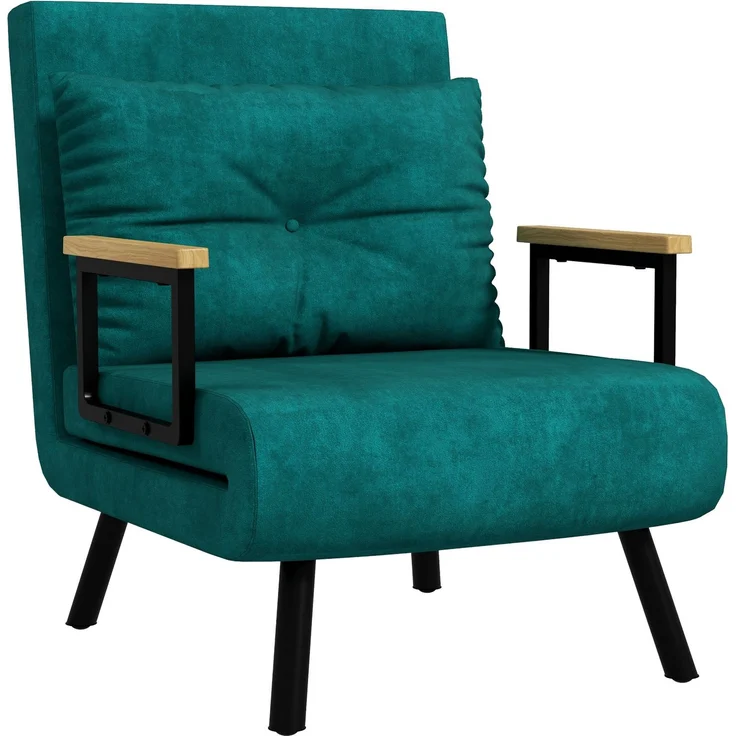 Rayofly-Verwandlungssessel, 1-Sitzer 3-in-1 Chaiselongue, verstellbare Rückenlehne, Samtbezug mit Kissen, Grün, H 810cm x T 730cm x B 630cm – Bild 2