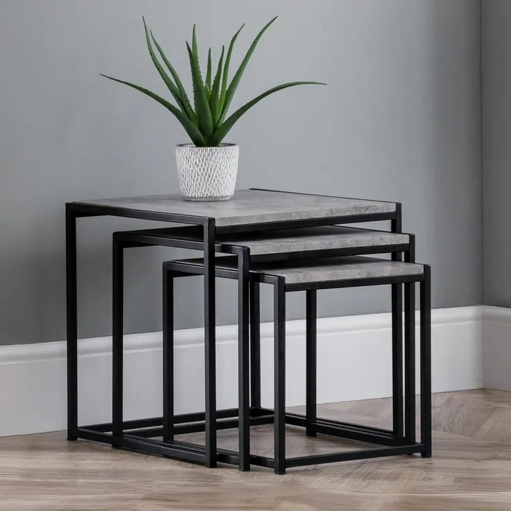 Julian Bowen Staten Schachteltische, 3 Stück, Betonoptik