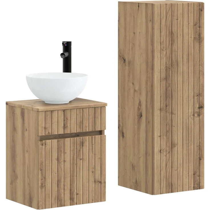 vidaXL Badezimmerschrank-Set 2 stk. Artisan-Eiche 33 x 34,5 x 100 cm 3406142 – Bild 1