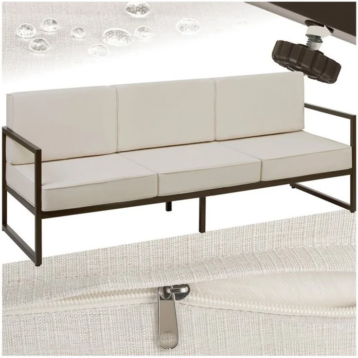 tectake Essgruppe Garten-Loungesofa, (Set, 1-tlg), Pulverbeschichtetes Stahlgestell für maximale Stabilität – Bild 4