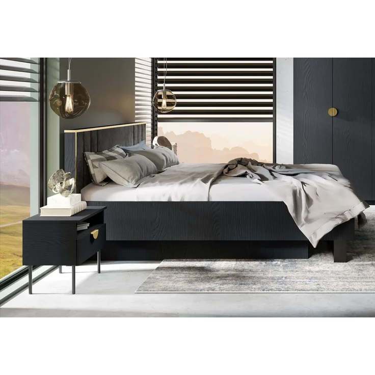 Schlafzimmer-Set komplett Mond anthrazit Ausführung grau