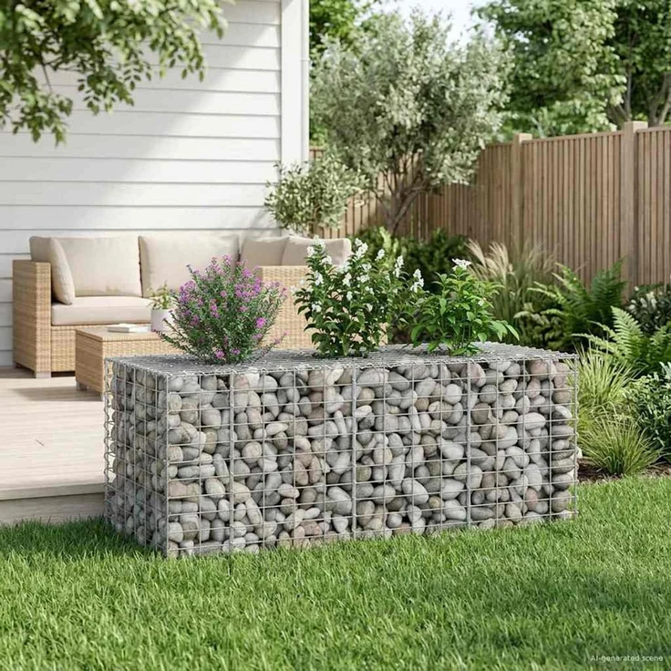 vidaXL Gabionen-Hochbeet 140 x 60 x 55 cm Verzinkter Stahl Silber 42033322 – Bild 5