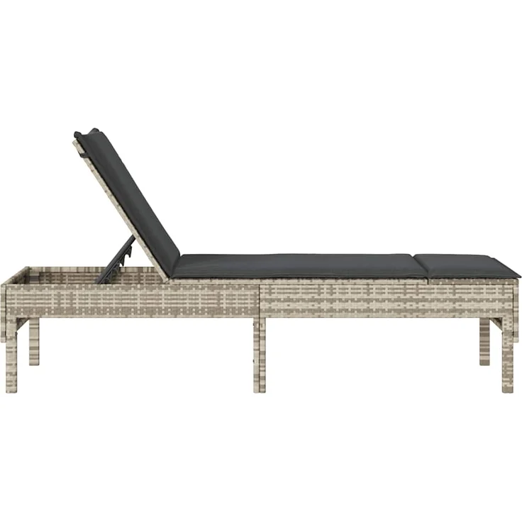 vidaXL Sonnenliege mit Auflage Hellgrau 55x200x44 cm Poly Rattan 4104105 – Bild 5