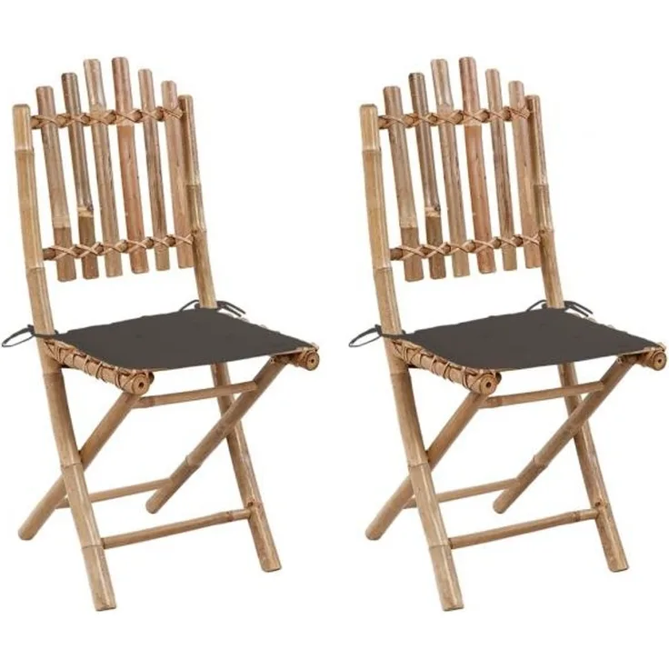 vidaXL Klappbare Gartenstühle 2 Stk. mit Kissen Bambus 3063995