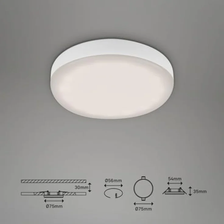 Di-Ka LED Einbauleuchte Plat 3er Set weiß Ø 7,5 cm 3W, neutralweiß – Bild 8