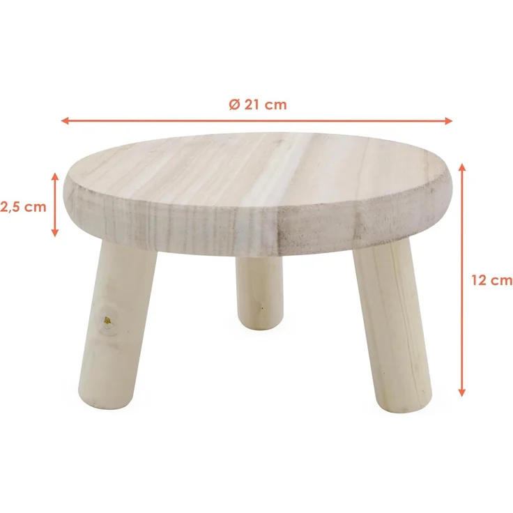 Spetebo Blumenhocker Holz Blumenhocker natur mit 3 Beinen (Anzahl, 1 St, Stück), stabiler Stand – Bild 3