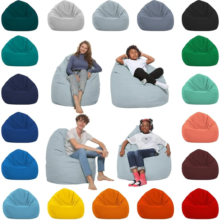 HomeIdeal - Sitzsack XXL Bodenkissen für Erwachsene & Kinder - Geeignet für Gaming oder Entspannen - Indoor wie Outdoor da er Wasserfest ist - mit EPS Perlen, Farbe:Grau, Größe:XL – Bild 1