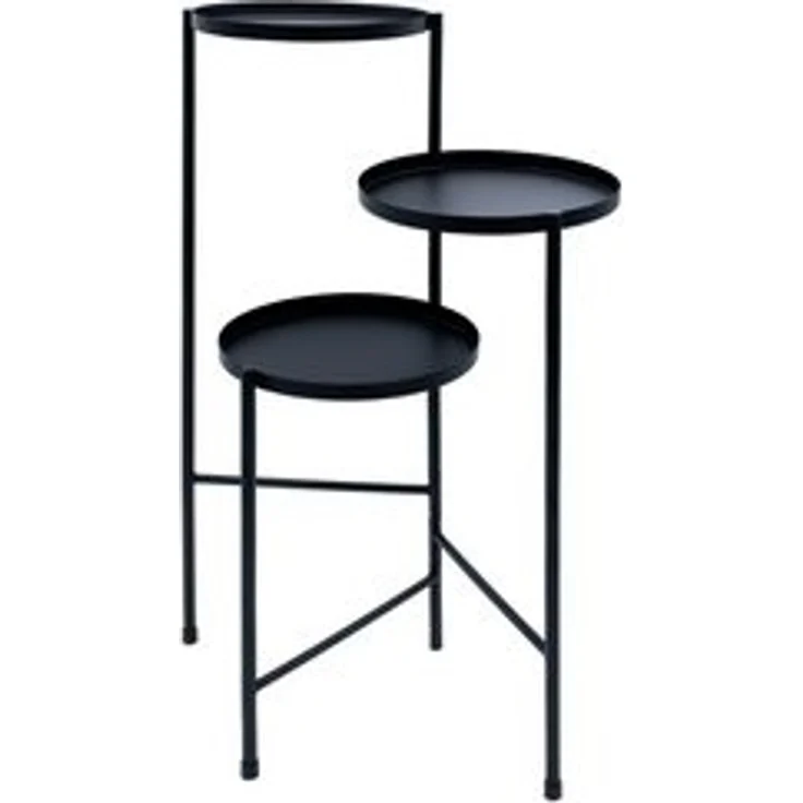 Spetebo Pflanzentreppe Metall Blumentopf Ständer mit 3 Etagen - 70 x 52 cm (Packung, 1 St, 1 tlg), Pflanzenregal ausklappbar in schwarz – Bild 6