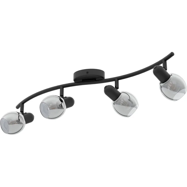 Eglo 98626 Spotleuchte POLLICA Rauchglas schwarz-transparent E14 4X28W L:64cm B:22cm dimmbar