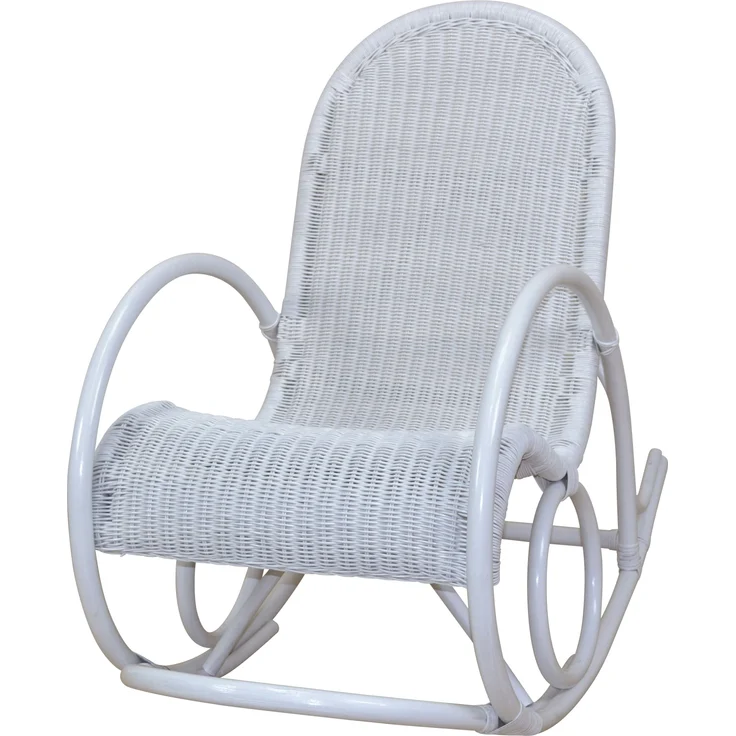 Schaukelstuhl "Luisa" aus Rattan handgefertigt, weiß – Bild 1