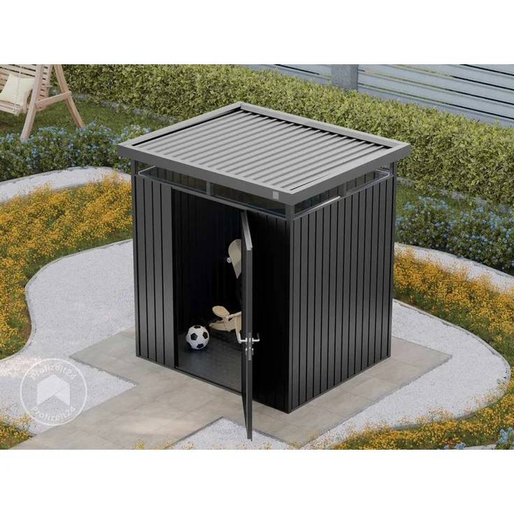 GFP Primeyard Gerätehaus Metall Gartenhaus 180x150x205 cm Geräteschuppen Flachdach anthrazit – Bild 3