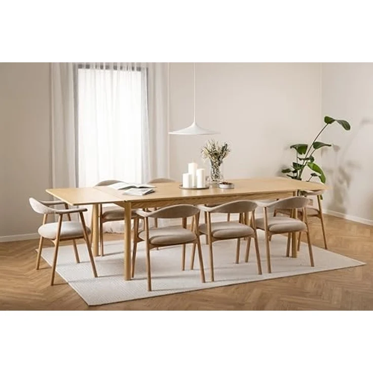ACTONA GROUP Holzstuhl (2er-Set) in Beige, Polyester, Massivholz - 56x75,5x54 (BxHxT) (2er-Set) – Bild 6