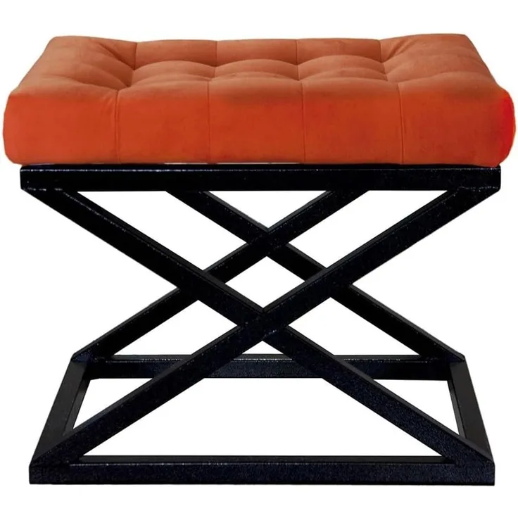 Hanah Home 'Capraz - Black, Orange' Pouffe, Schwarz / Orange, 50 x 42 x 40 cm
