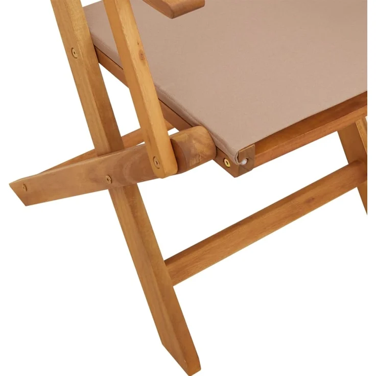 vidaXL Klappstühle, 6-teilig, taupefarbener Stoff und Massivholz 3214581 – Bild 8