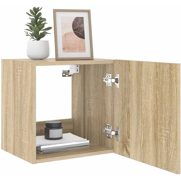 TV-Wandschrank, Fernsehschrank mit LED-Leuchten Sonoma-Eiche 40,5x35x40 cm – Bild 7